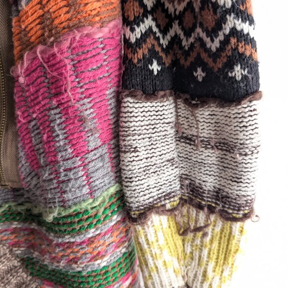 Desigual Women's Multicolor Patchwork Geometric Knit Zip-Up Cardigan Sweater - Picture 6 of 10